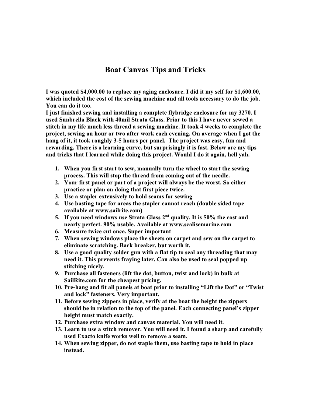 Boat Canvas Tips and Tricks