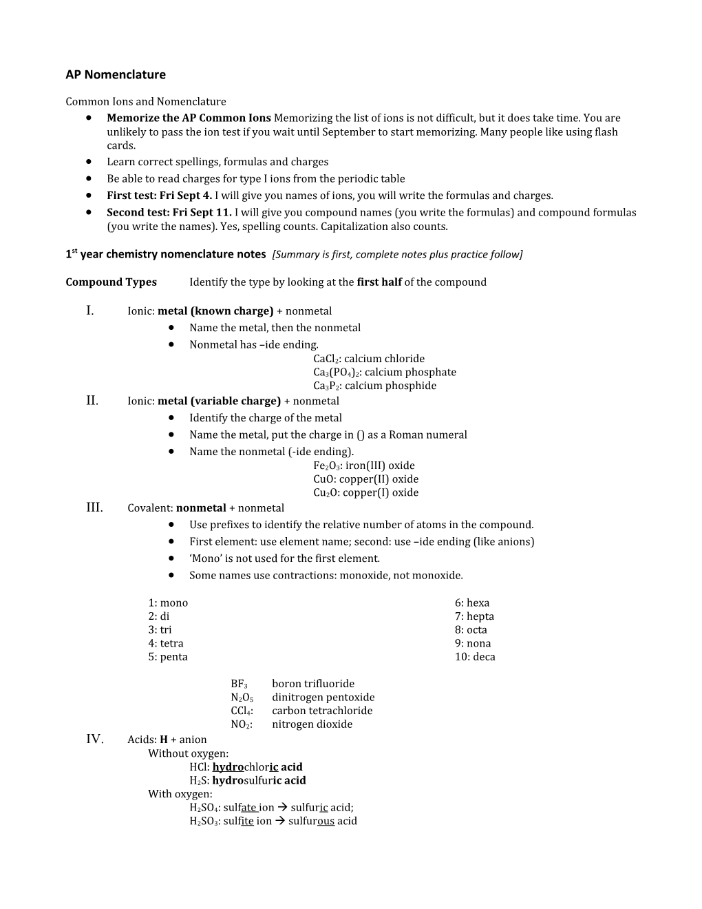 Common Ions and Nomenclature