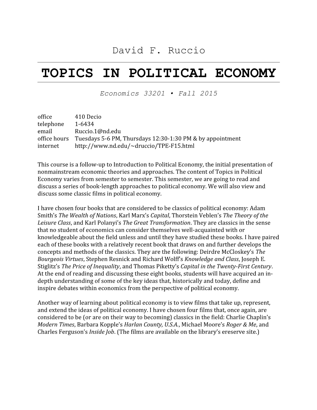 Topics in Political Economy