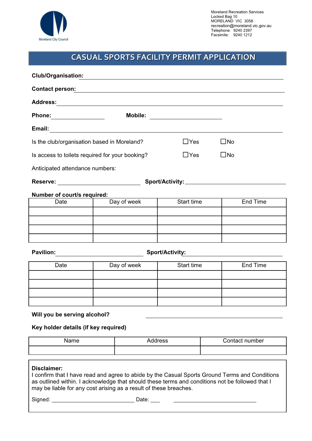 Casual Sports Ground Booking Application