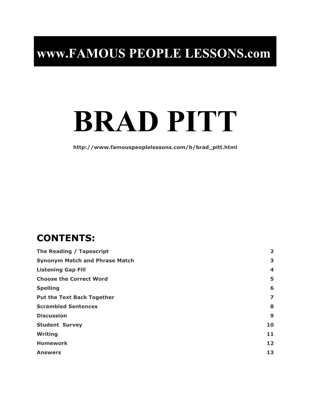 Famous People Lessons - Brad Pitt