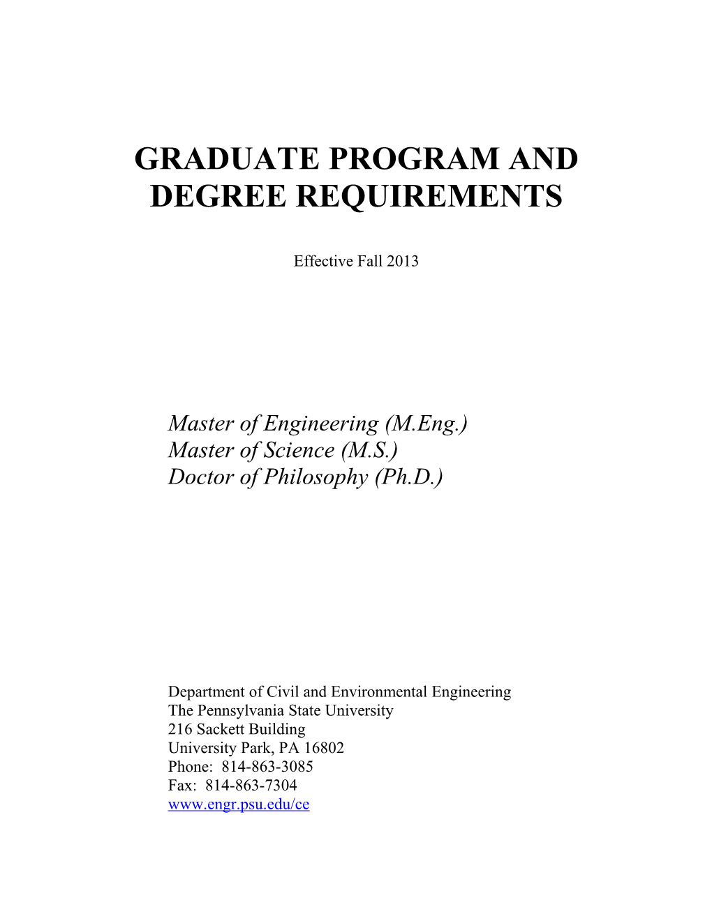 Graduate Program And