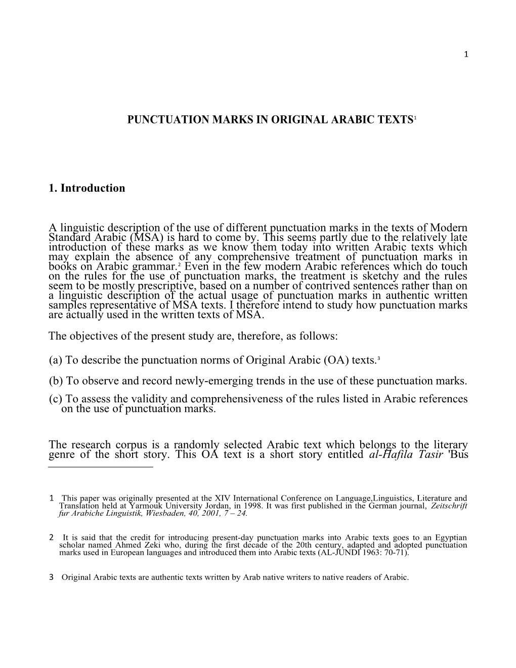 Punctuation Marks in Original Arabic Texts 1