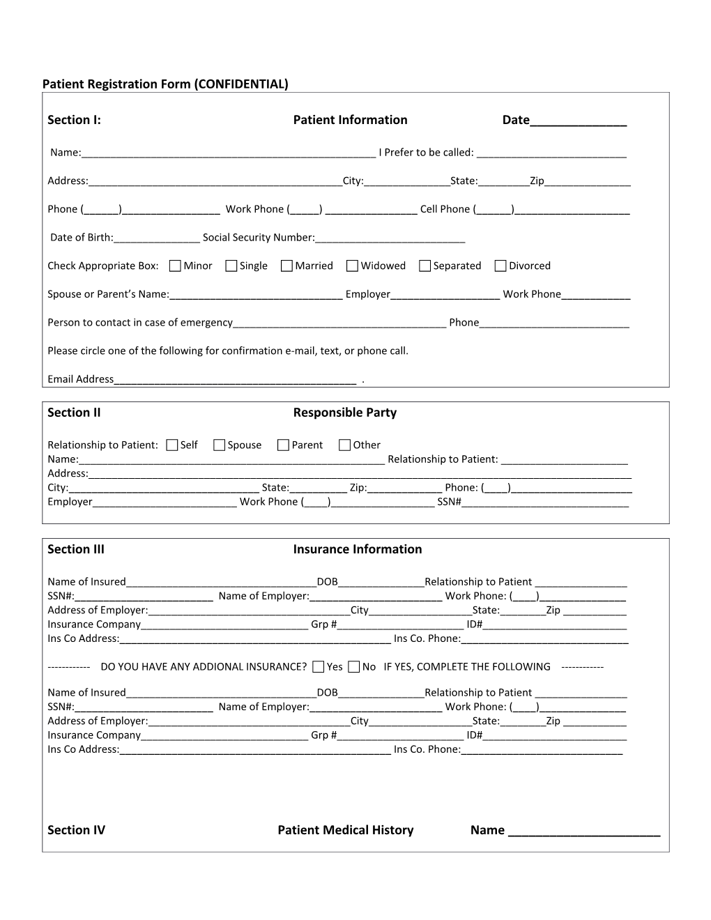 Patient Registration Form (CONFIDENTIAL)