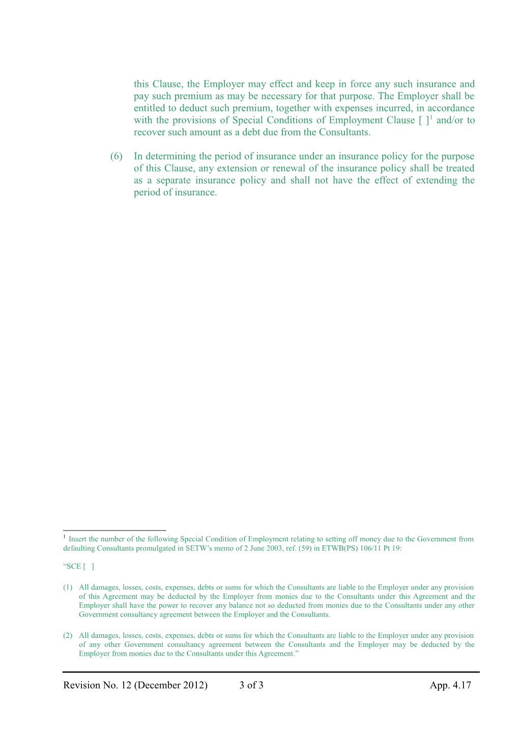 Appendix 4.17STANDARD SPECIAL CONDITIONS of EMPLOYMENT