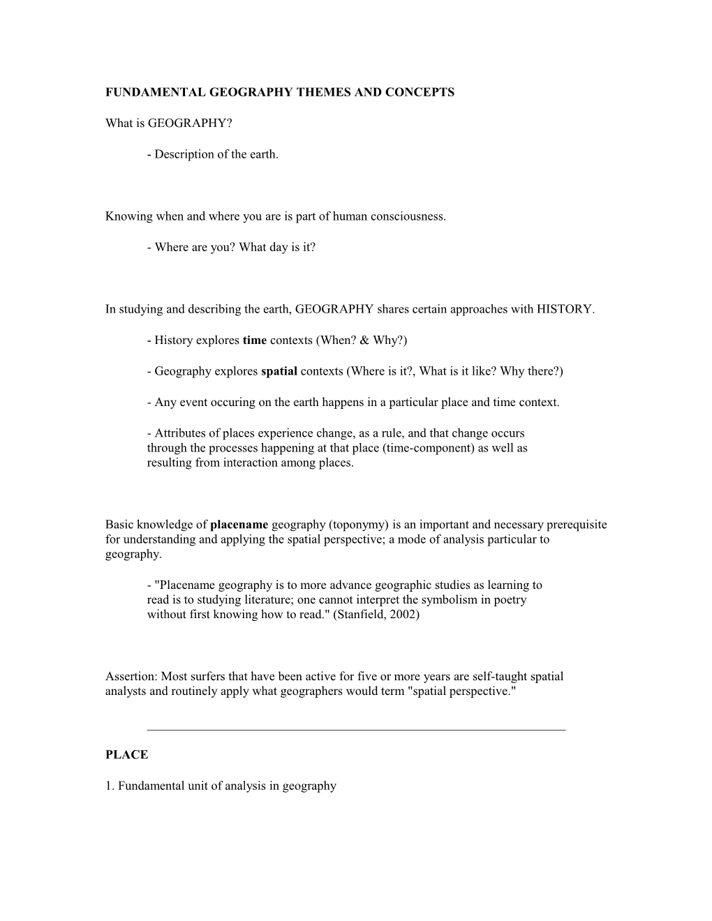 Fundamental Geography Themes and Concepts