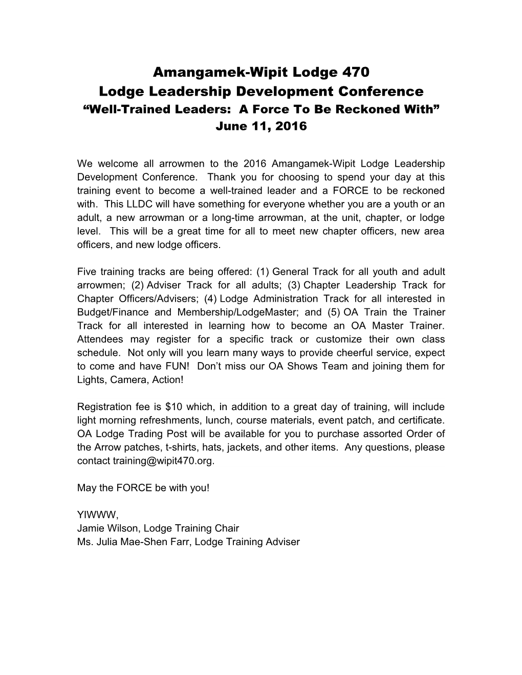 Lodge Leadership Development Conference