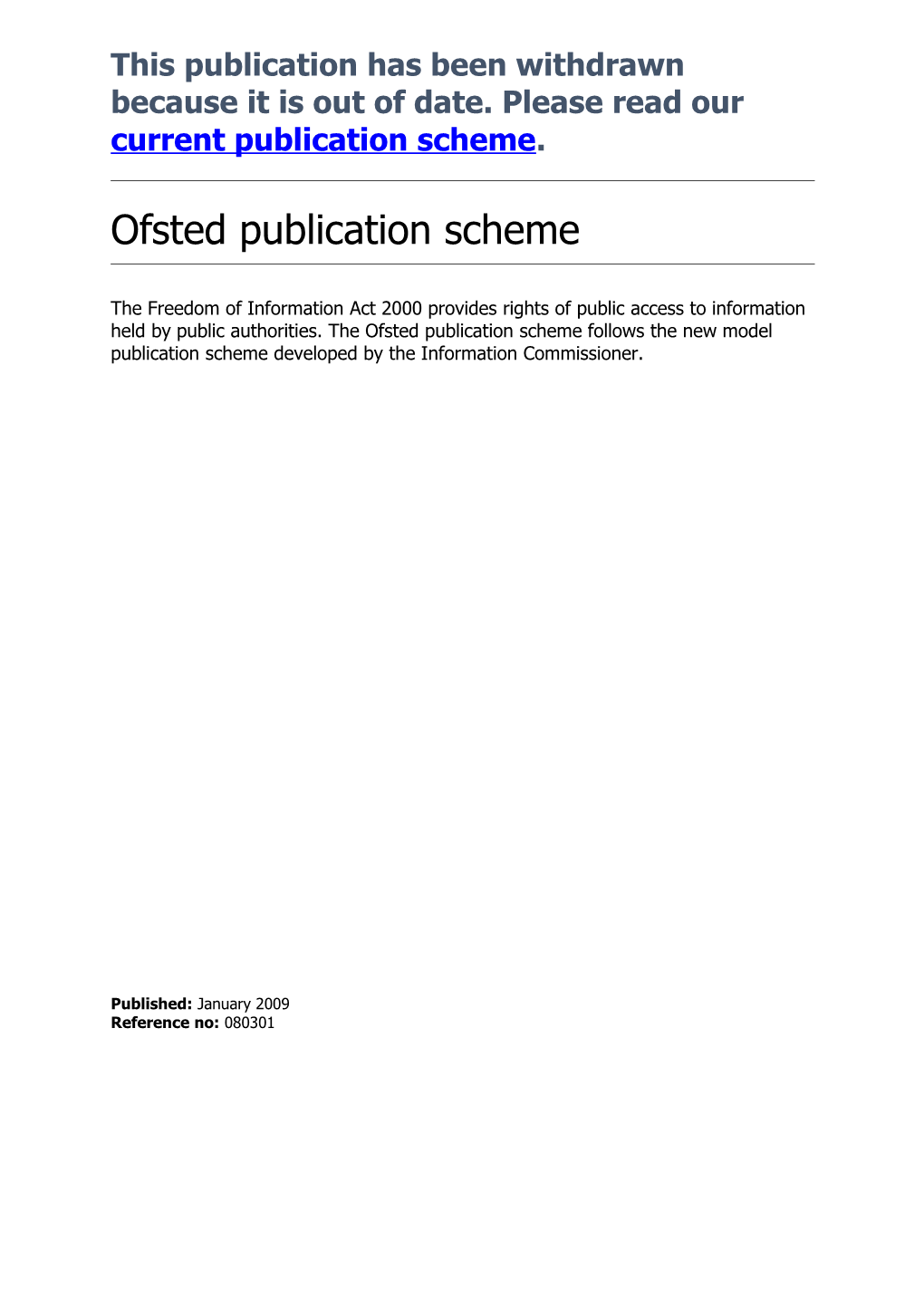 Freedom of Information - Ofsted Publication Scheme