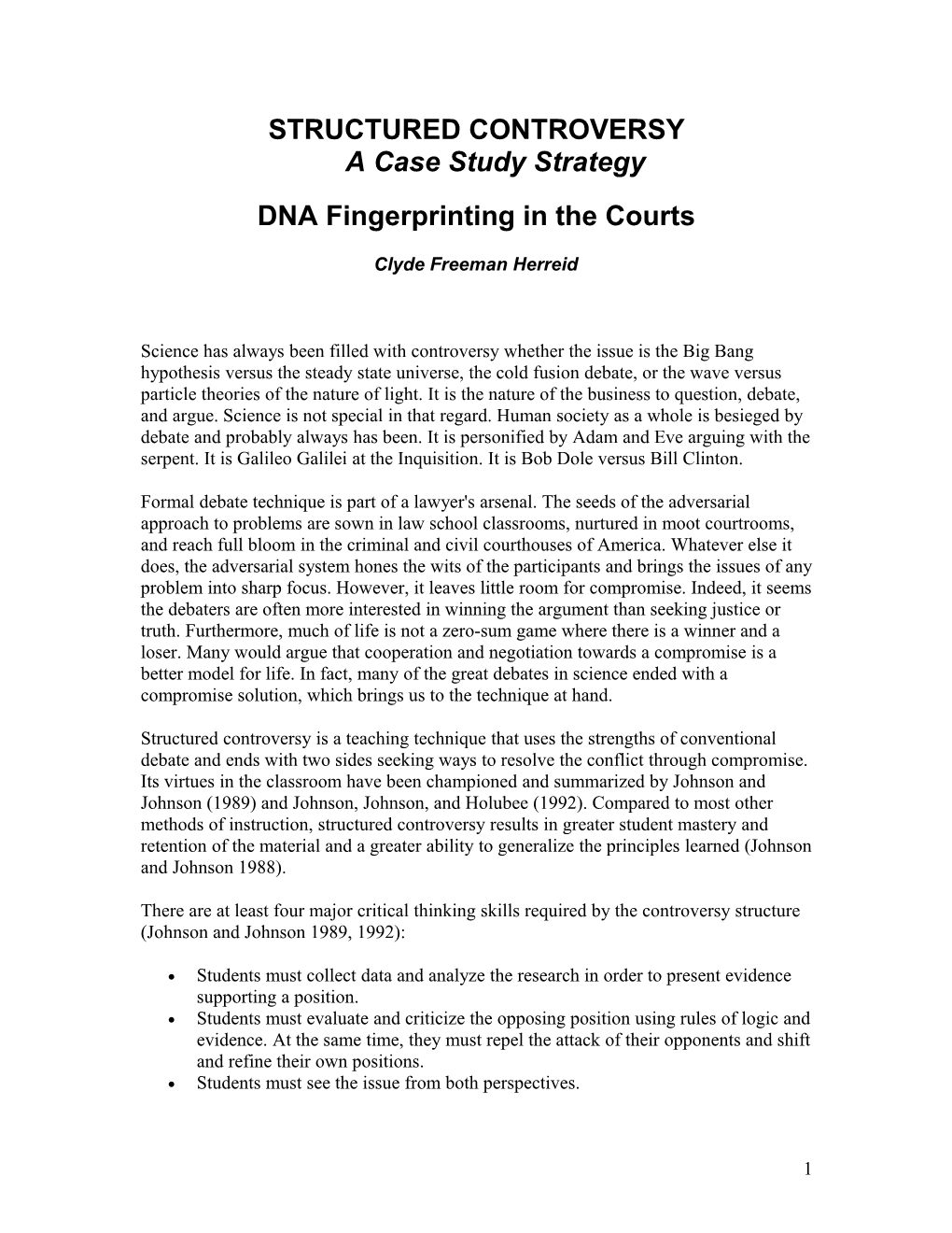 STRUCTURED CONTROVERSYA Case Study Strategy
