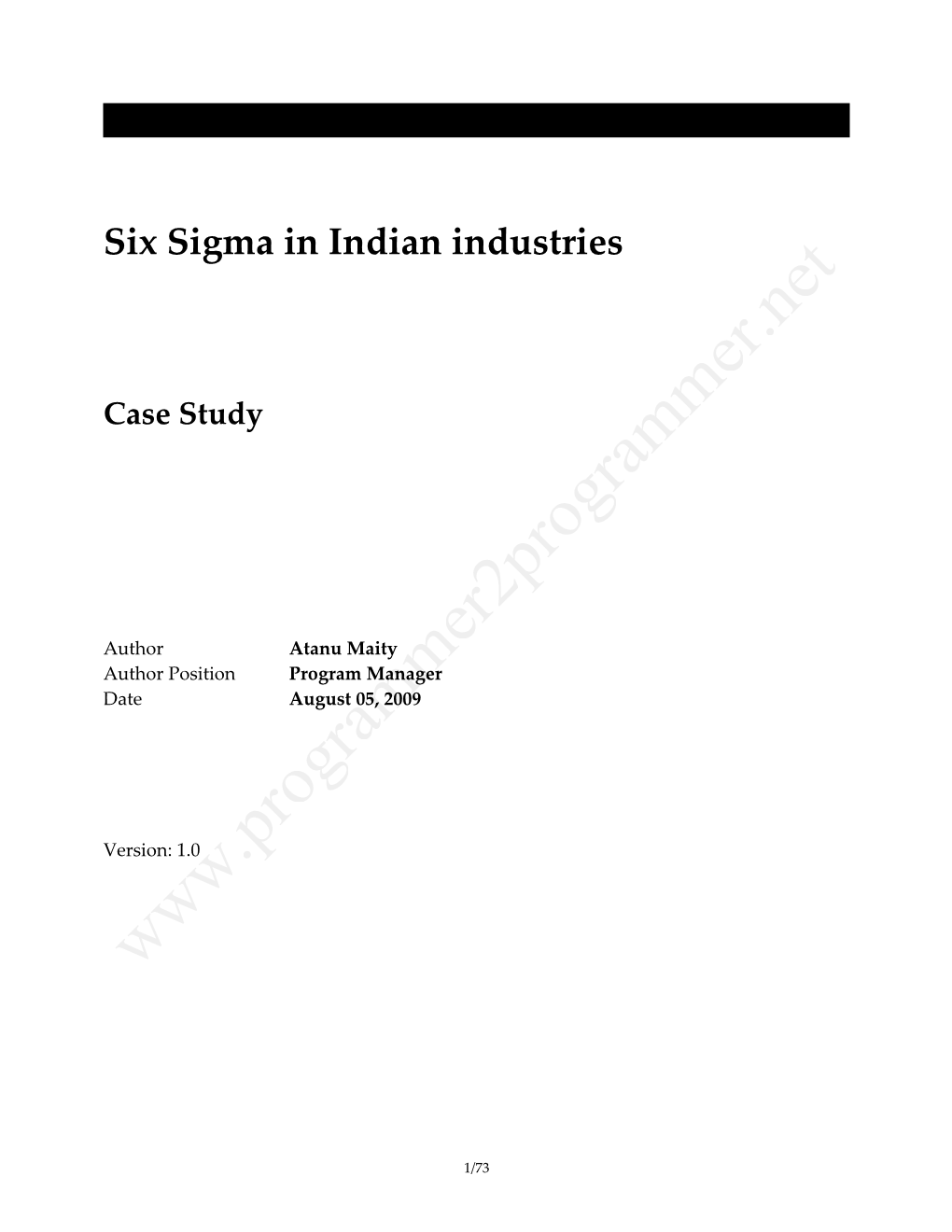 Six Sigma in Indian Industries