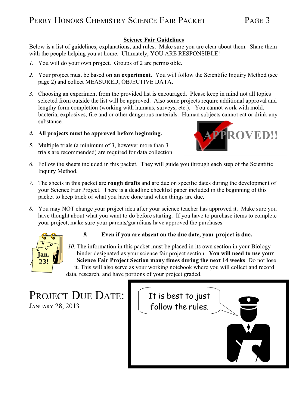 Perry Honors Chemistry Science Fair Packet Page 1