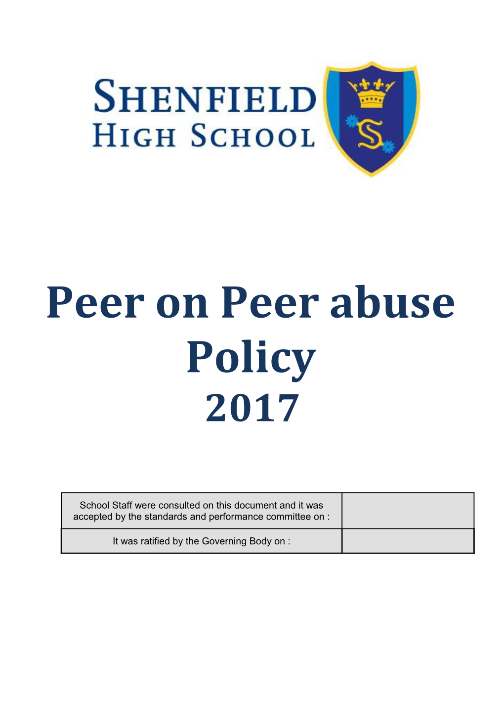 Peer on Peer Abuse Policy