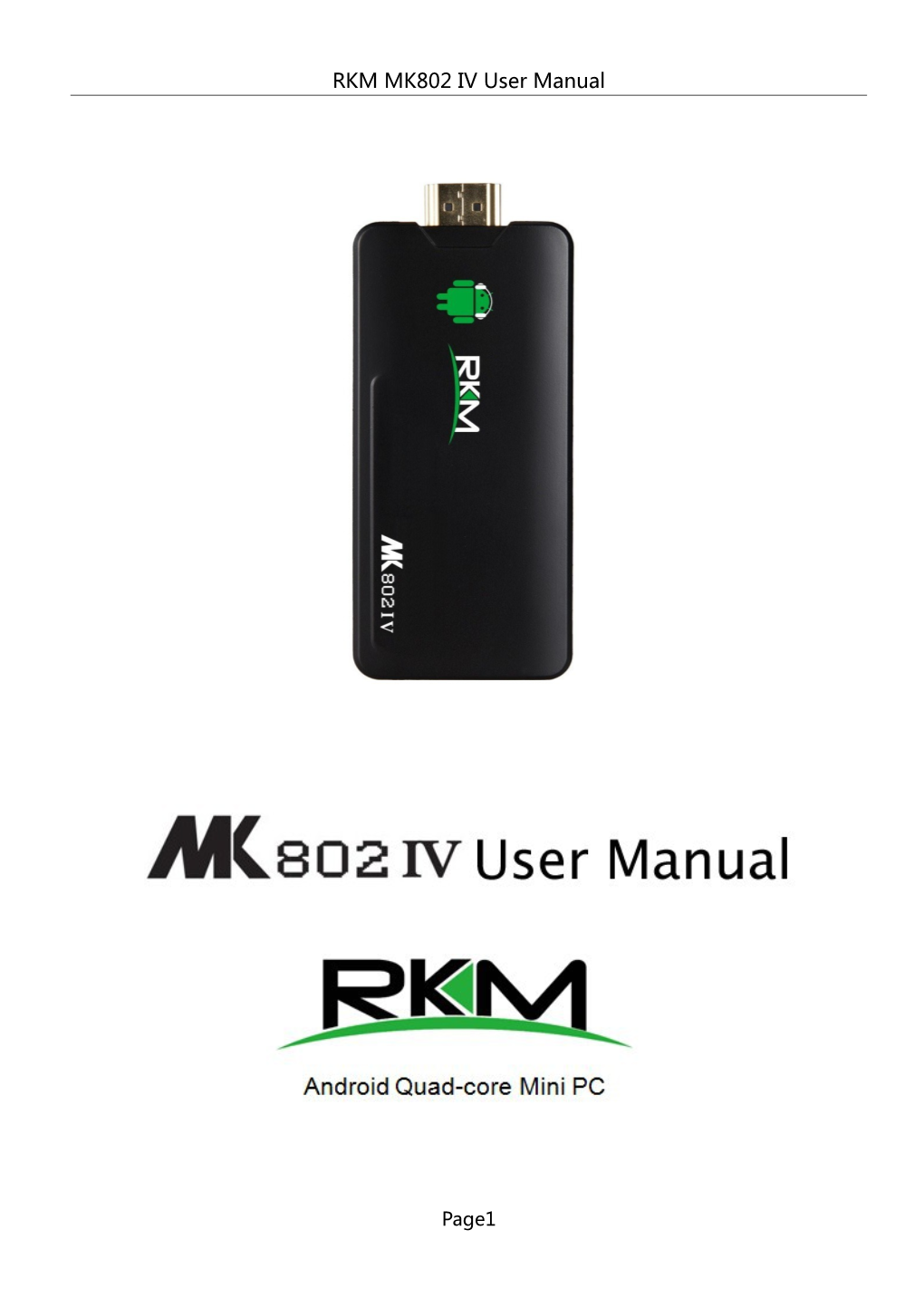 RKM MK802 IV User Manual
