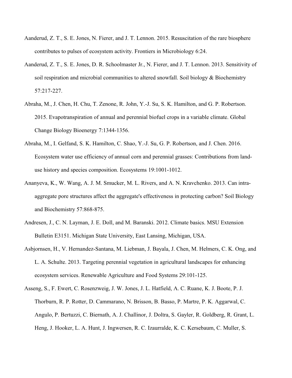 Aanderud, Z. T., S. E. Jones, N. Fierer, and J. T. Lennon. 2015. Resuscitation of the Rare