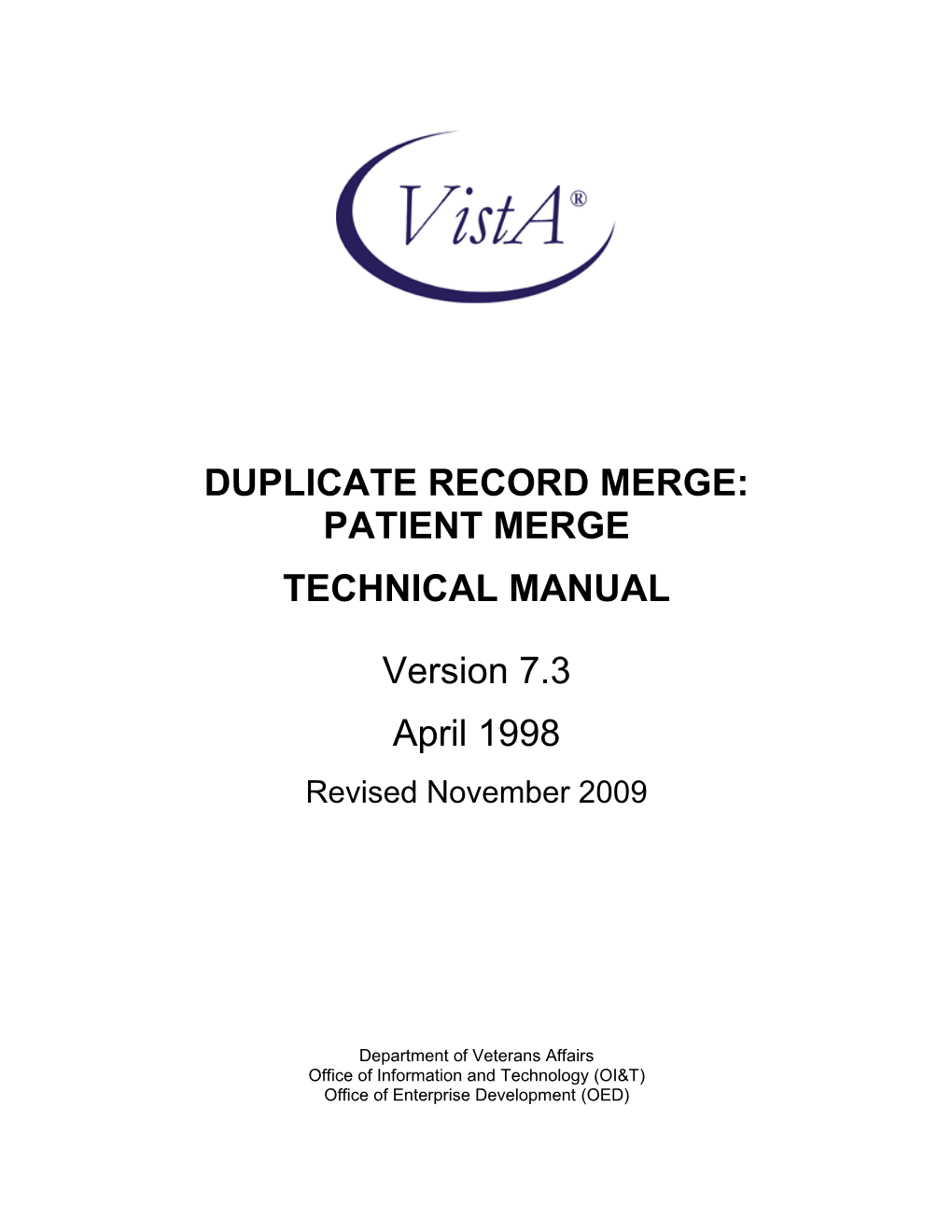 Duplicate Record Merge: Patient Merge Technical Manual