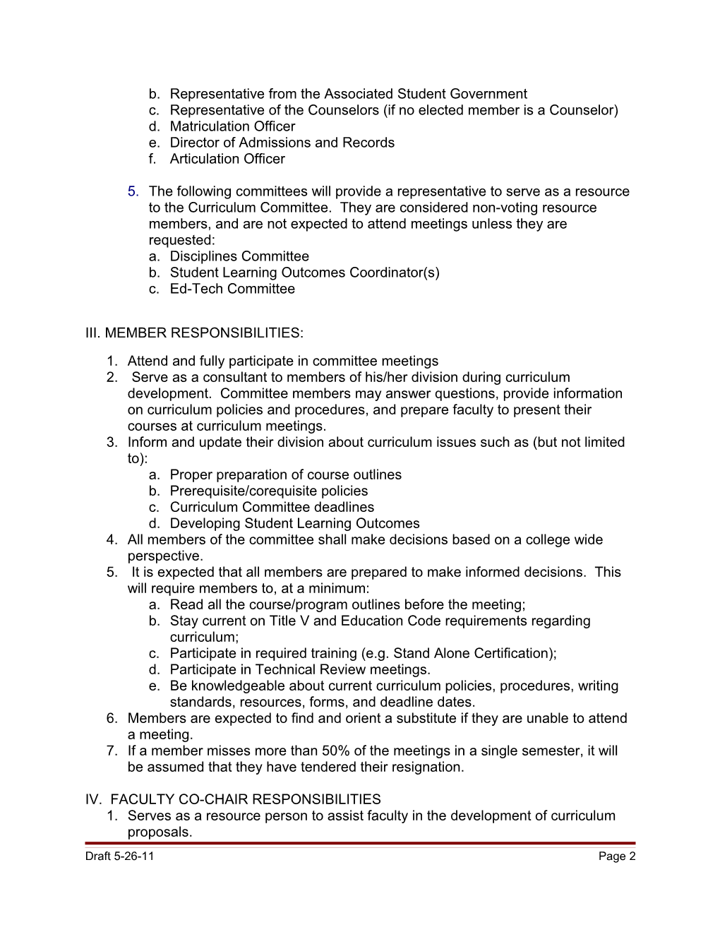 Curriculum Committee Procedures