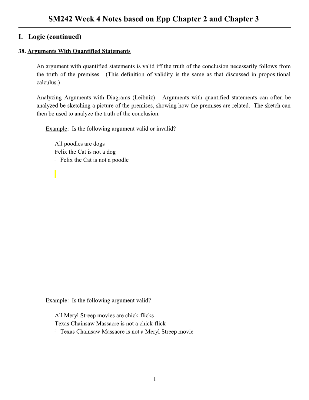 SM242 Week 4 Notes Based on Epp Chapter 2 and Chapter 3