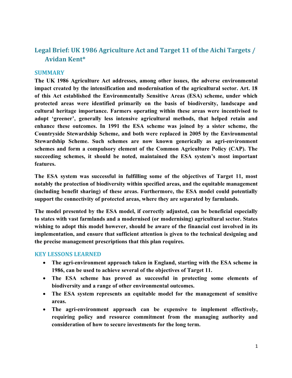 Legal Brief: UK 1986 Agriculture Act / Avidan Kent*