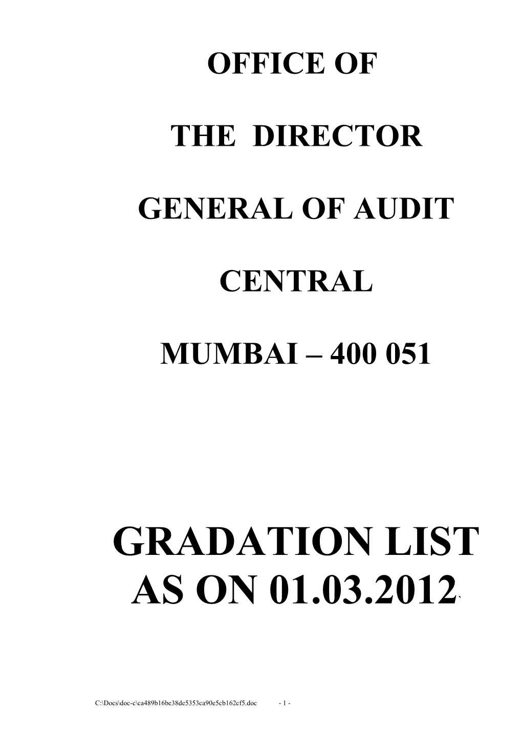 Gradation List As on 01