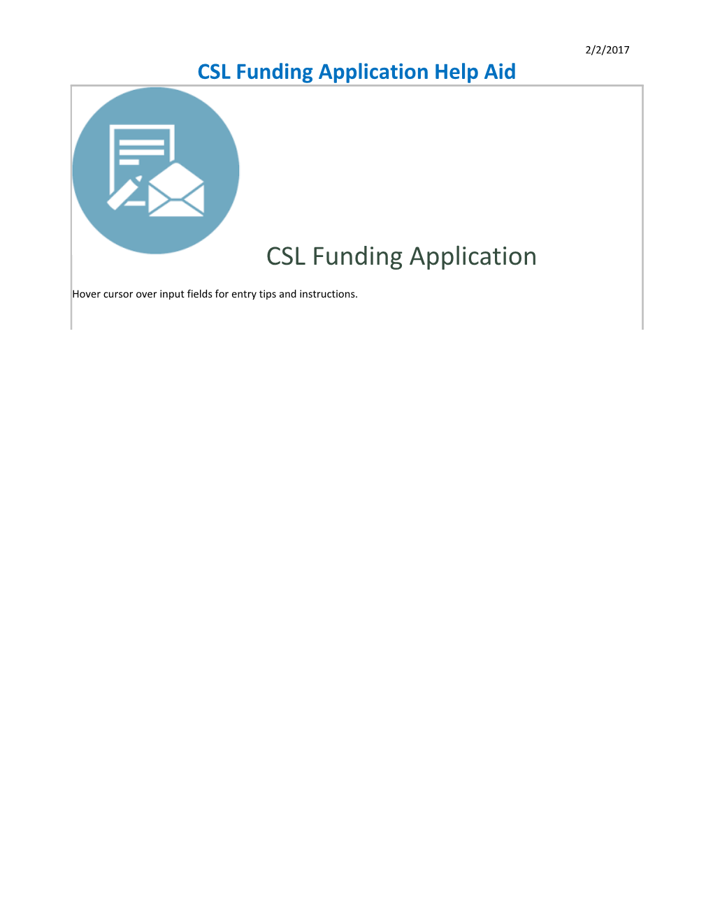 CSL Funding Application Help Aid