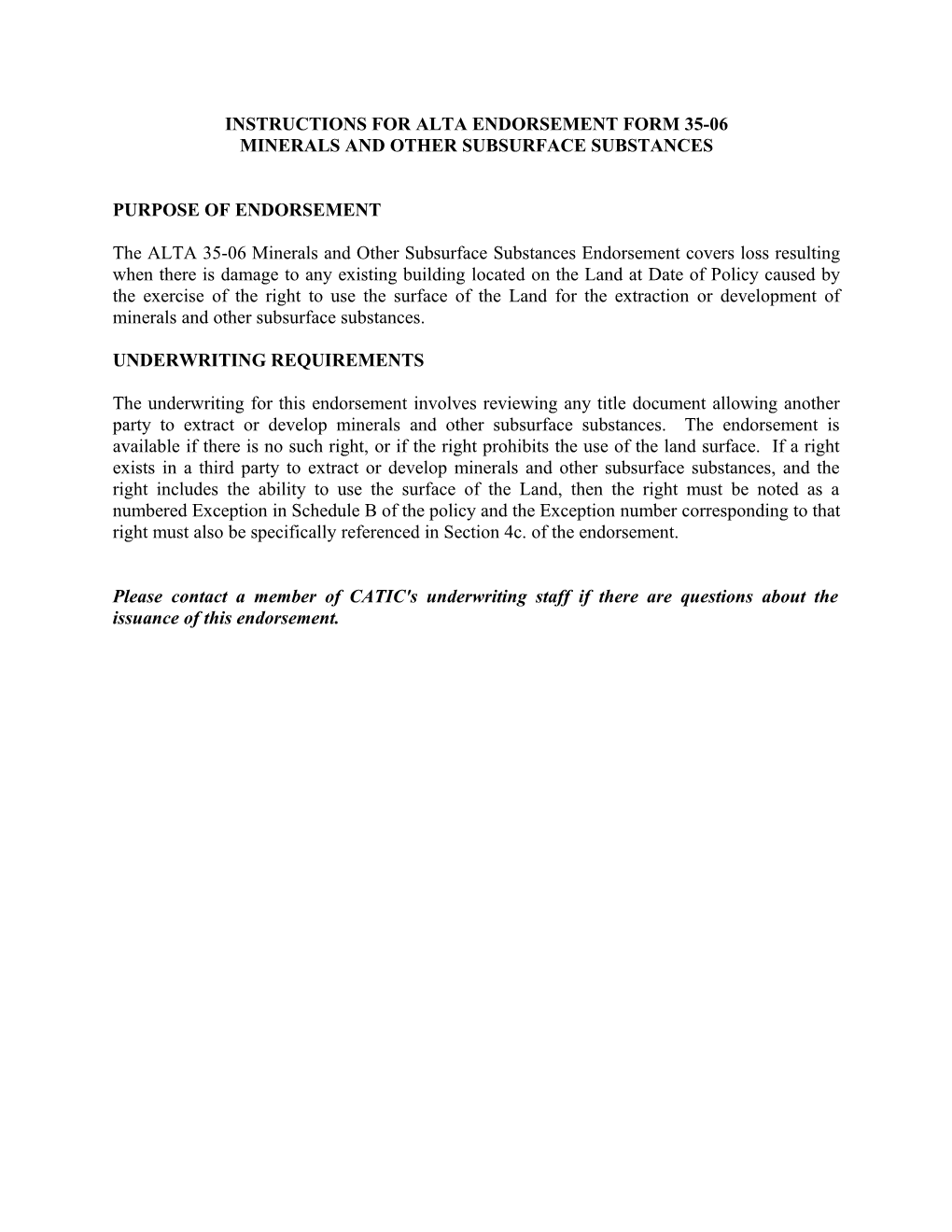 Instructions for Alta Endorsement Form 35-06
