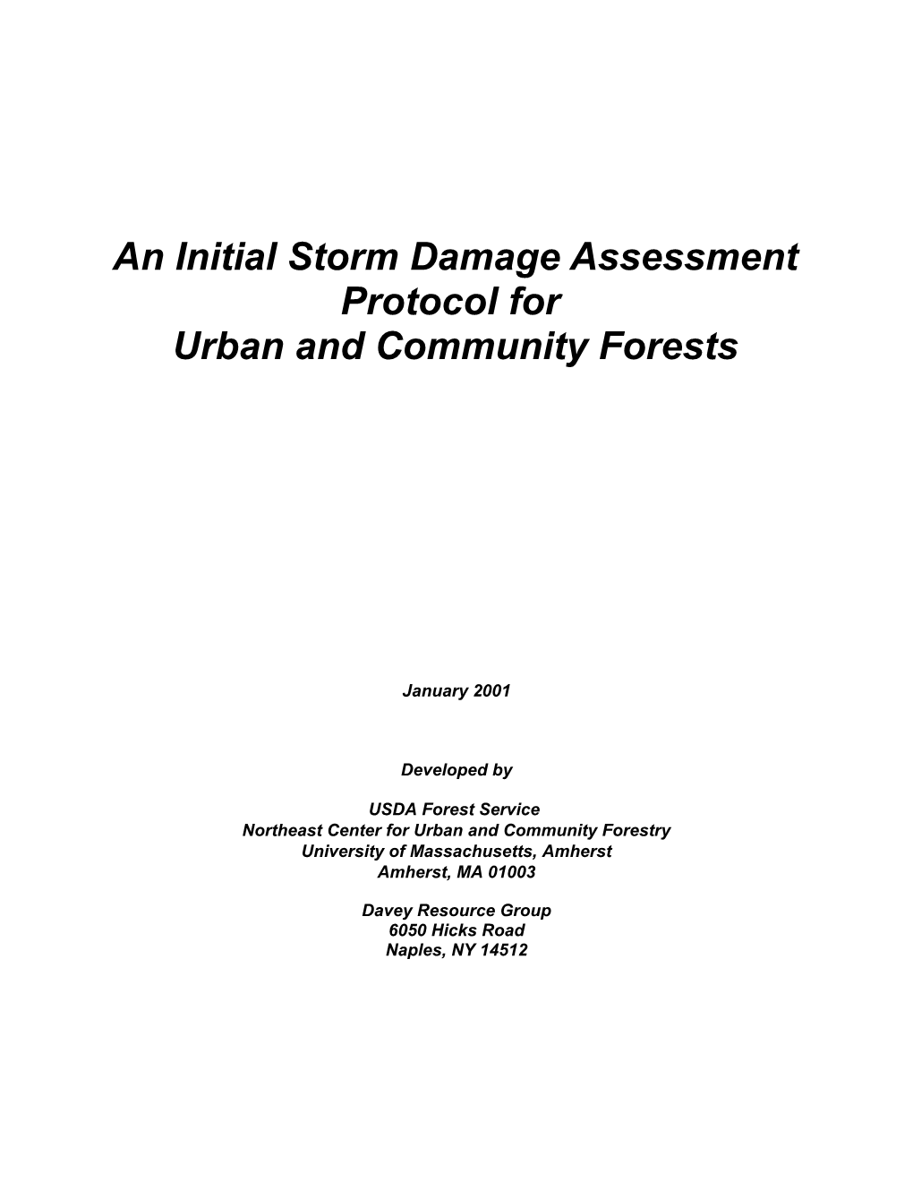 An Initial Storm Damage Assessment Protocol for Urban and Community Forests