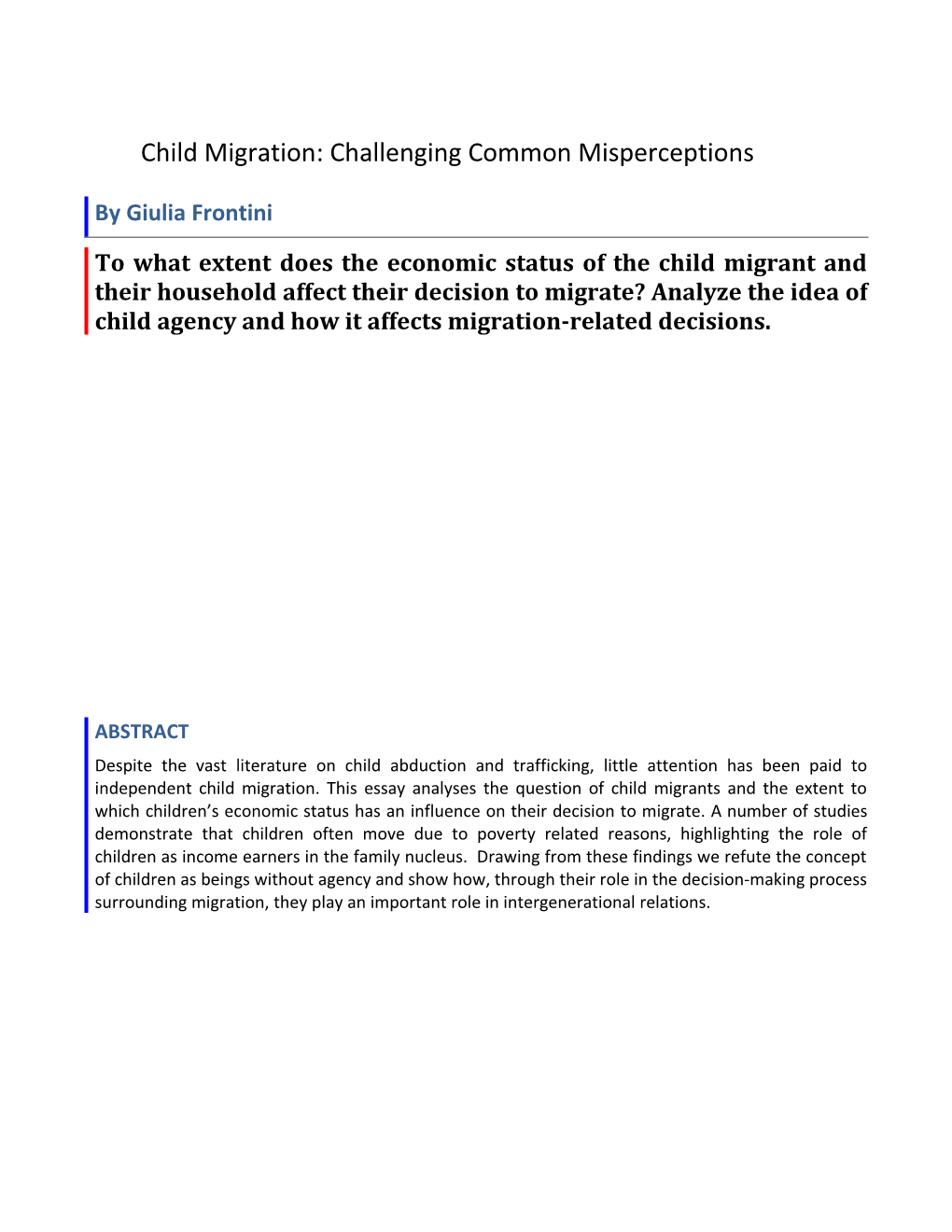 Child Migration: Challenging Common Misperceptions