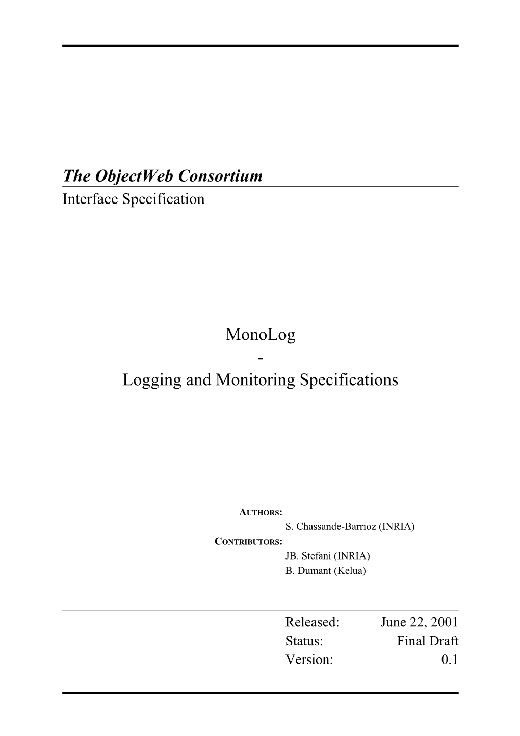 Monolog - Logging and Monitoring Specifications