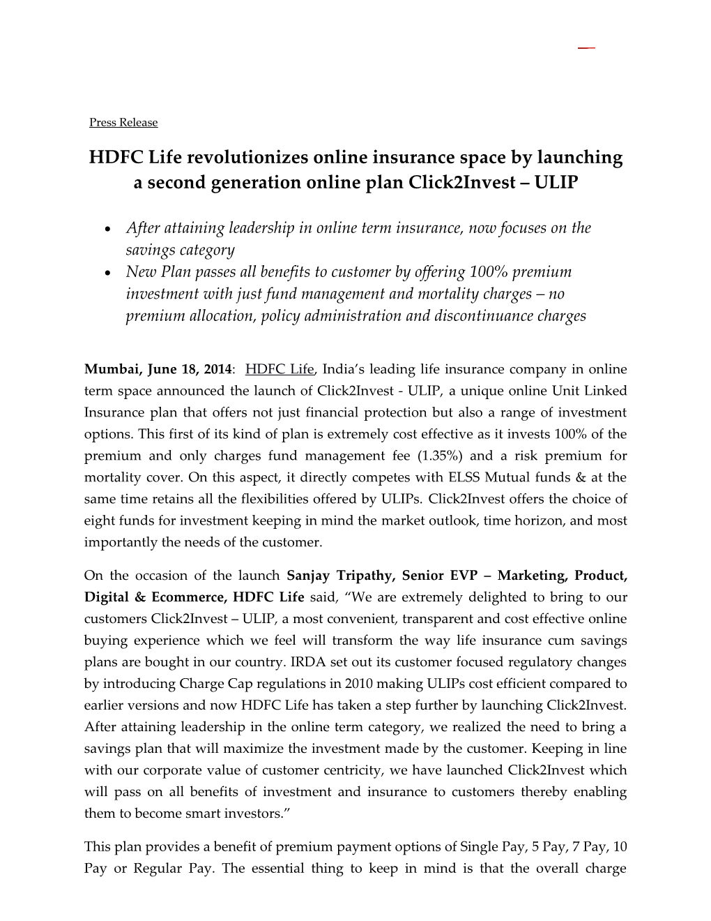 HDFC Liferevolutionizes Online Insurance Space by Launching a Second Generation Online