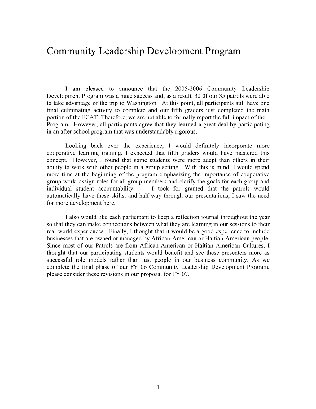 Community Leadership Development Program