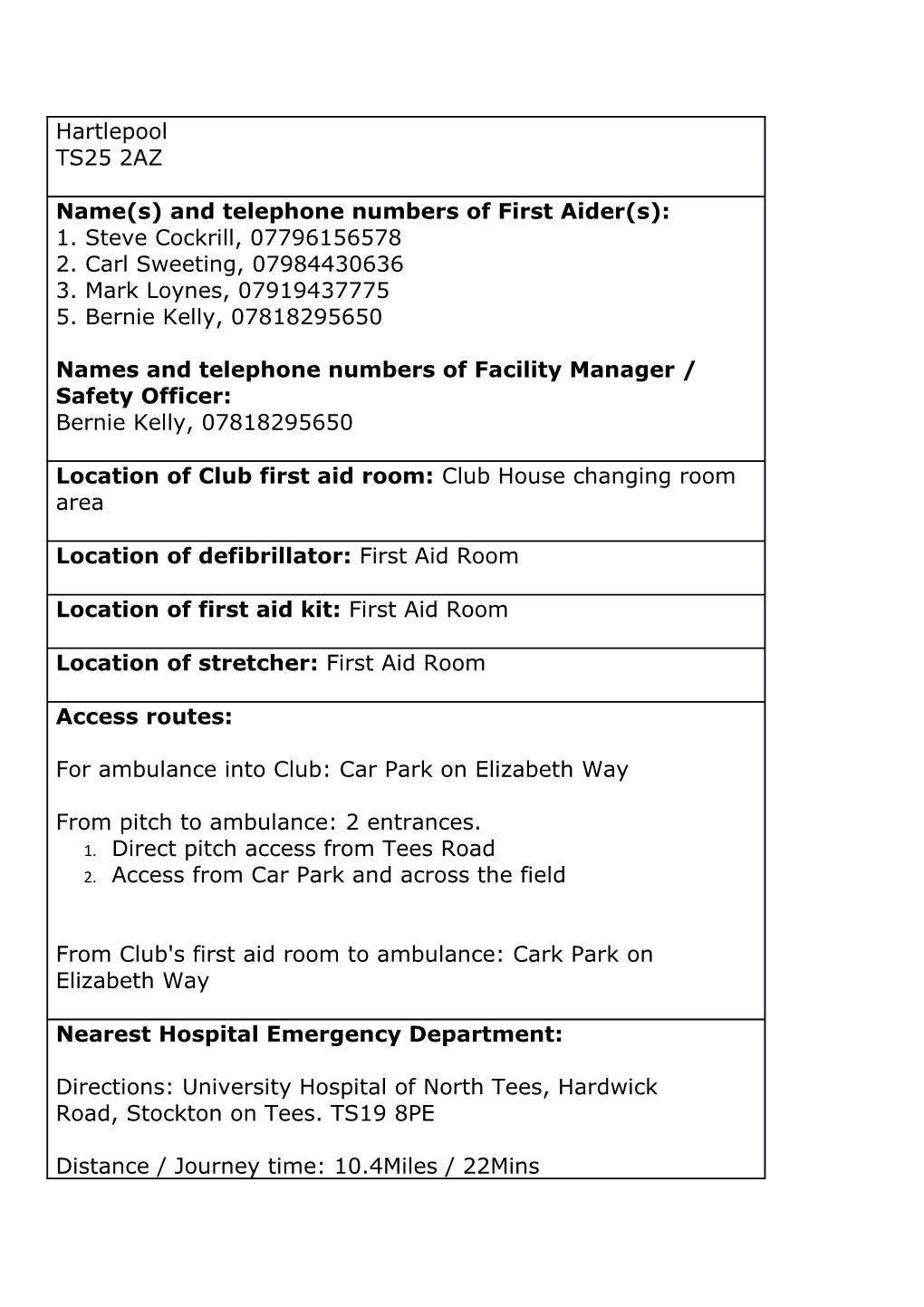 FA Medical Emergency Action Plan Form