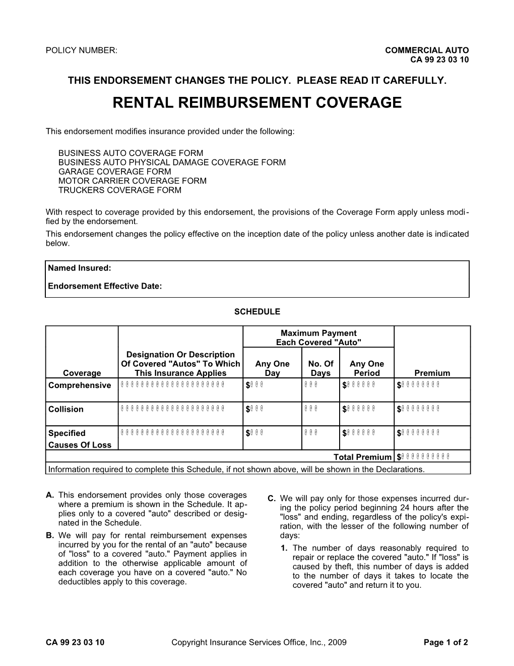 Rental Reimbursement Coverage