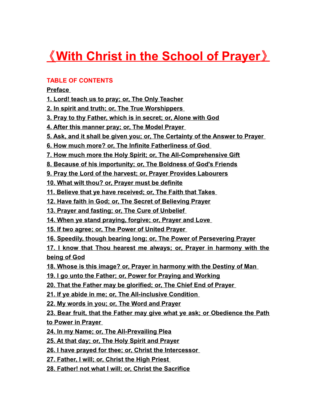 With Christ in the School of Prayer