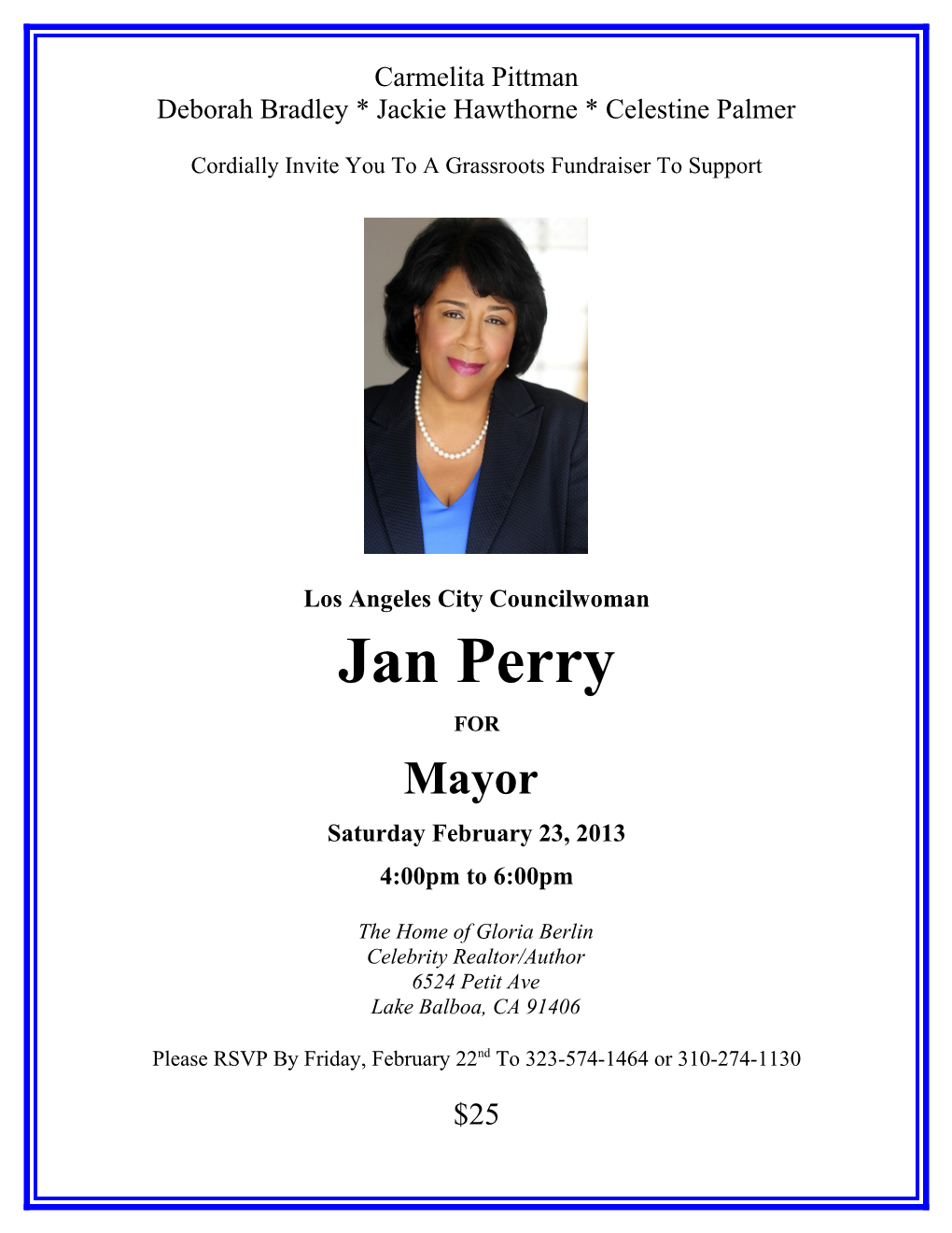 Reception to Support Councilwoman Jan Perry for Mayor