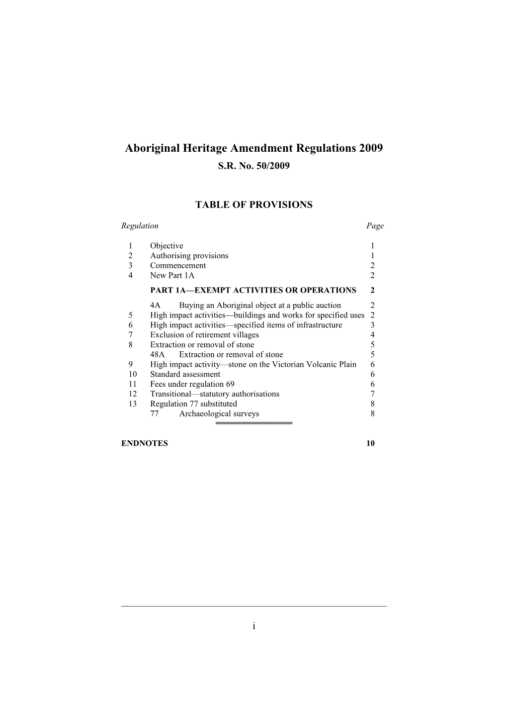 Aboriginal Heritage Amendment Regulations 2009