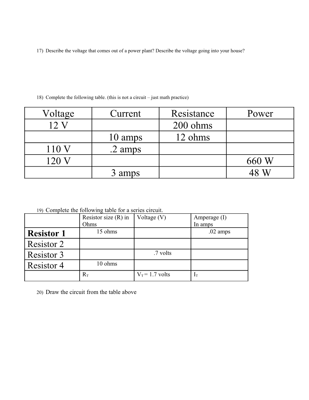 Electric Current Study Guide