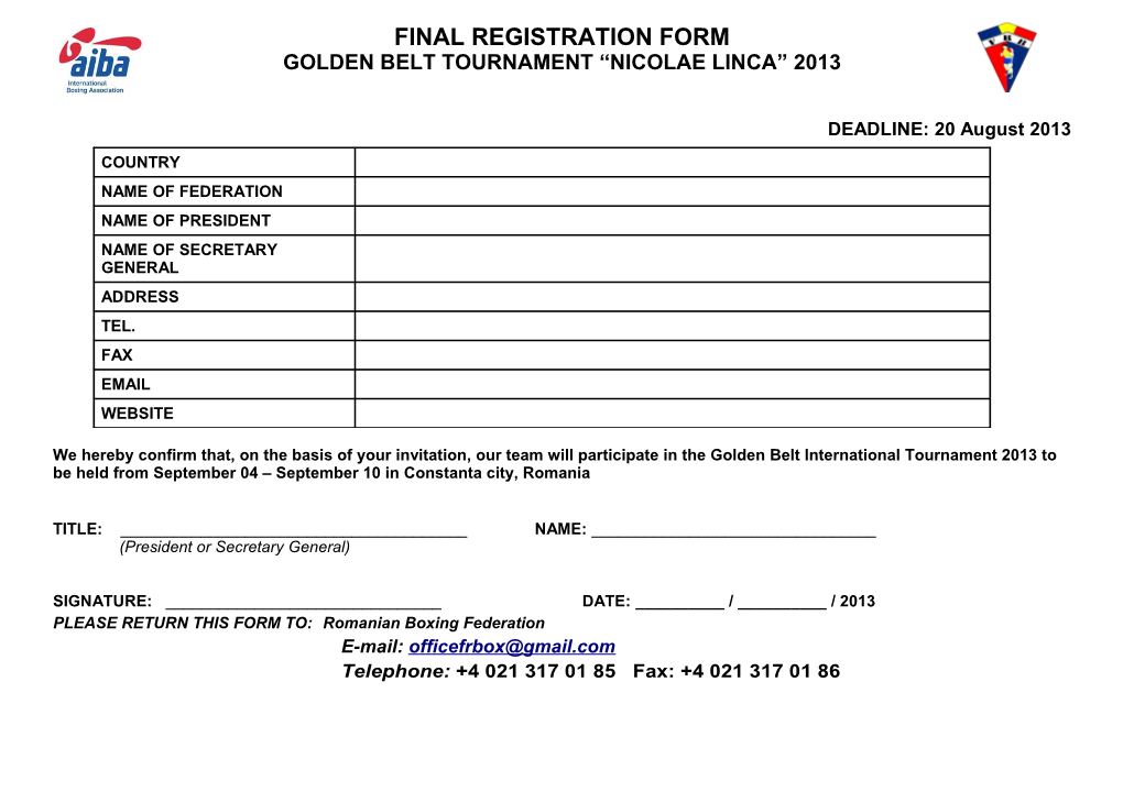 Golden Belt Tournament Nicolae Linca 2013