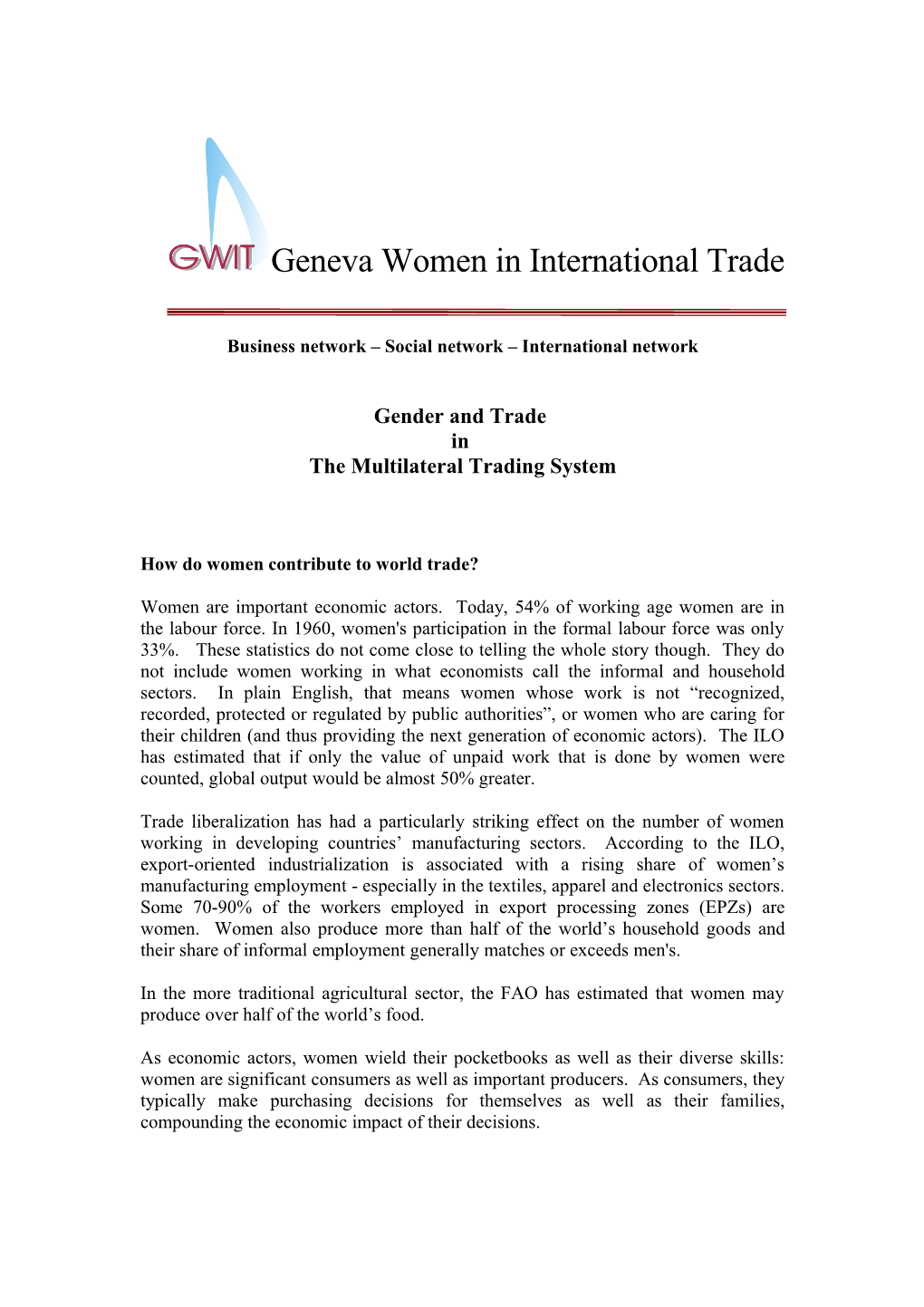 Geneva Women in International Trade
