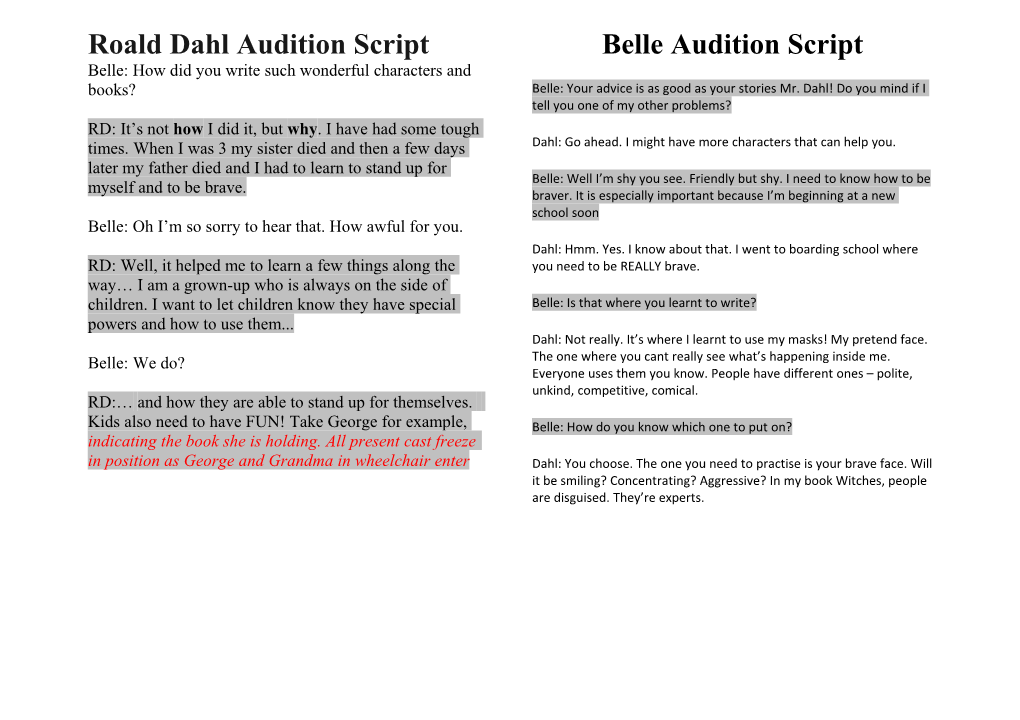 Grand High Witch Audition Script