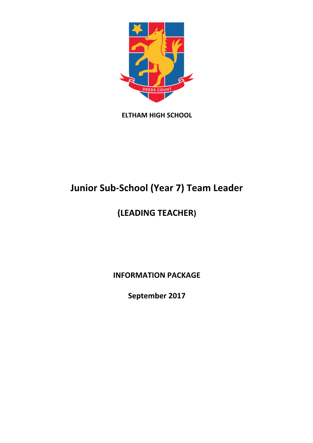 Juniorsub-School (Year 7)Team Leader