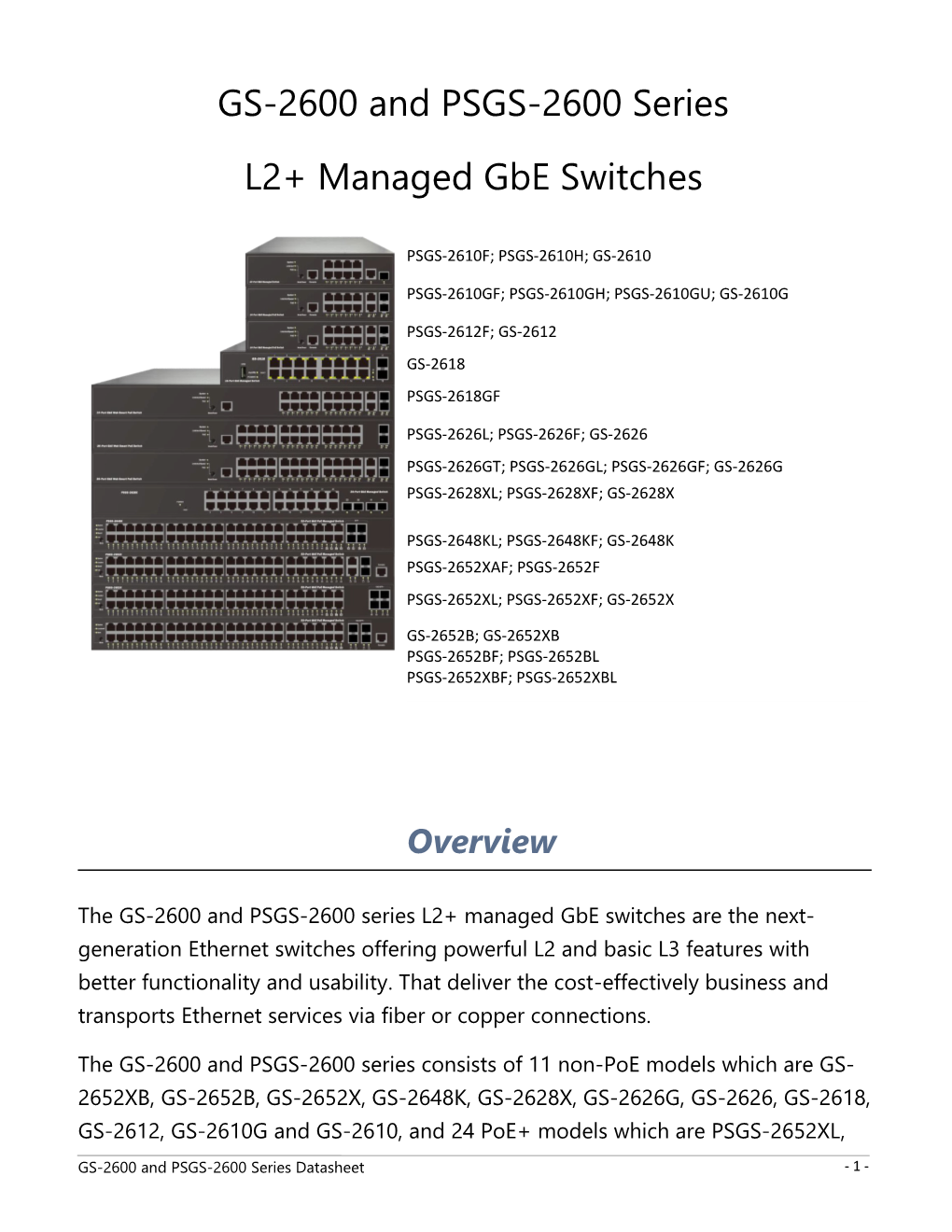 GS-2600And PSGS-2600 Series