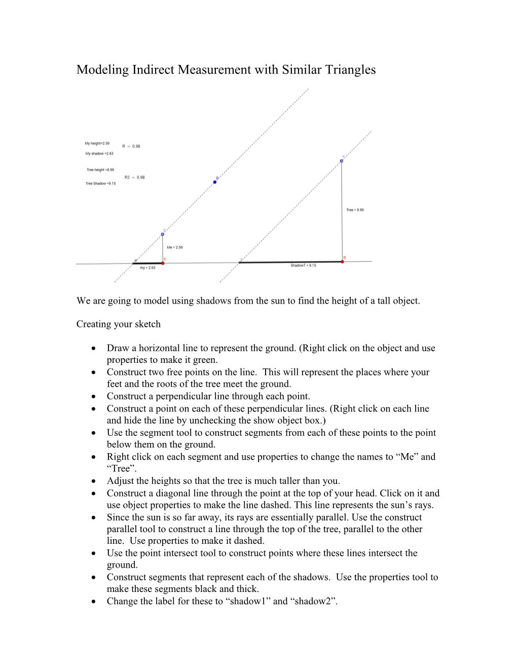 Modeling Indirect Measurement with Similar Triangles