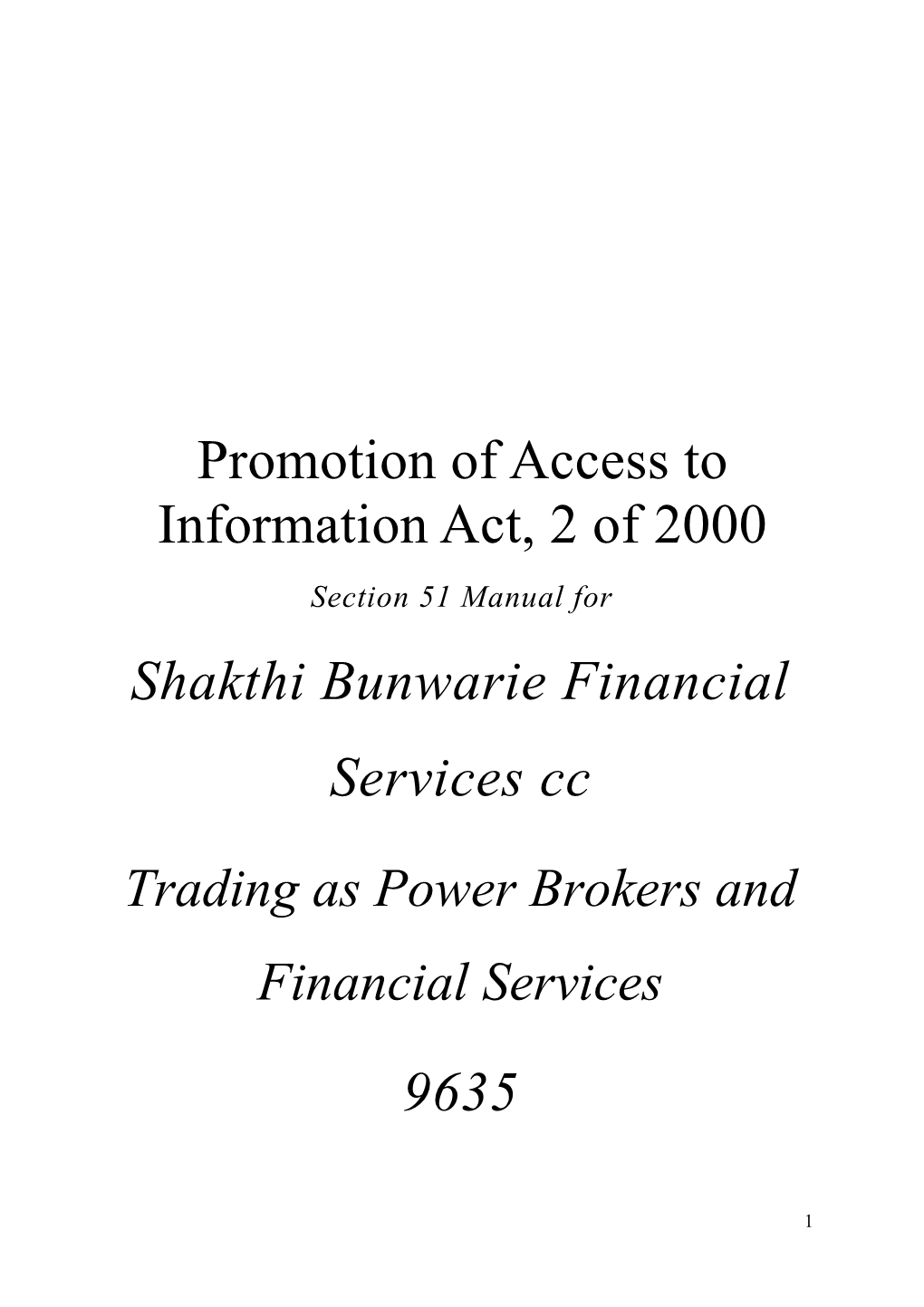 Promotion of Access to Information Act, 2 of 2000