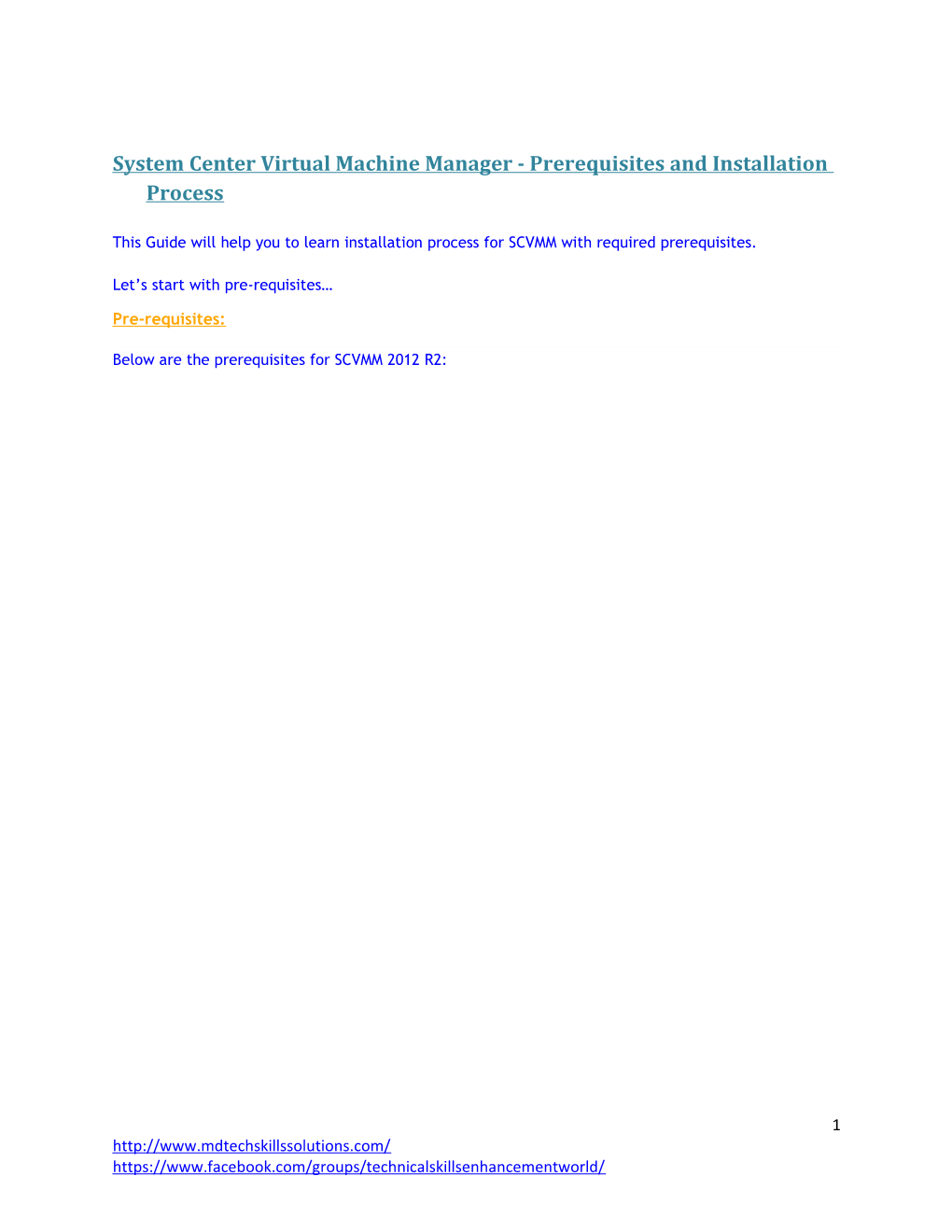 System Center Virtual Machine Manager - Prerequisites and Installation Process
