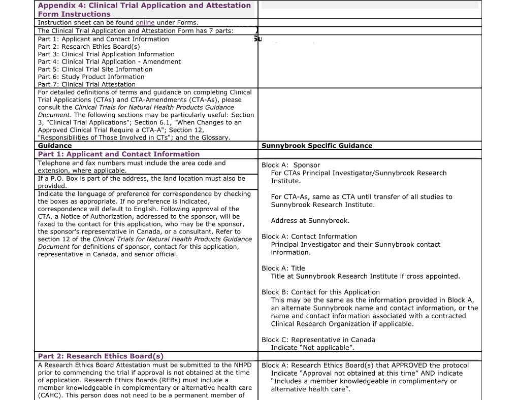 Appendix 4: Clinical Trial Application and Attestation Form Instructions
