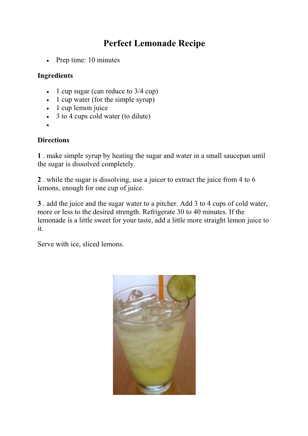 Perfect Lemonade Recipe