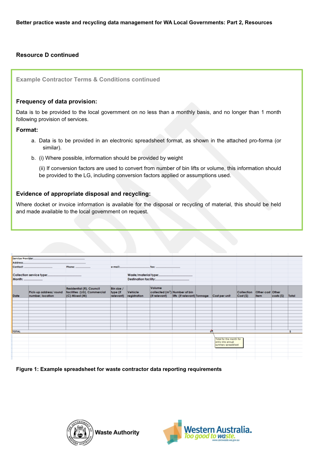 Example Contractor Terms & Conditions - Waste And/Or Recycling Data Reporting
