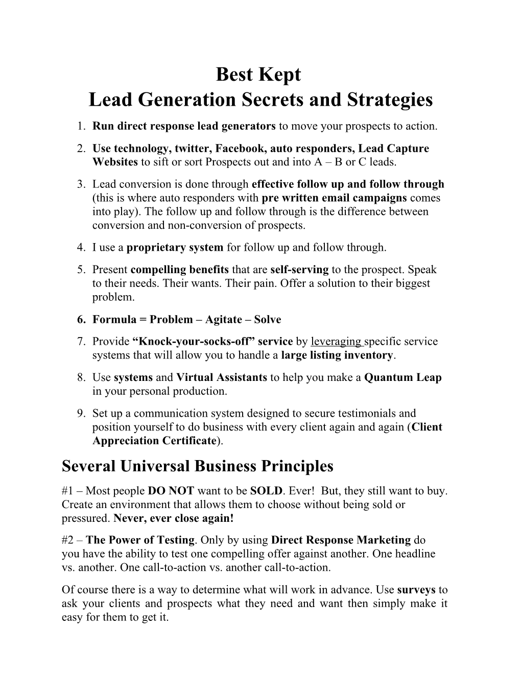 Leadgeneration Secrets and Strategies