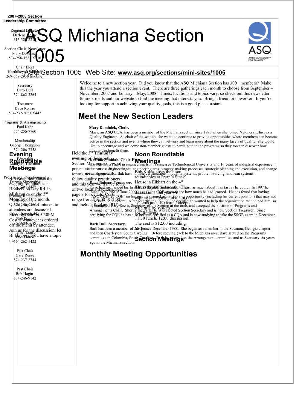 ASQ Michiana Section 1005