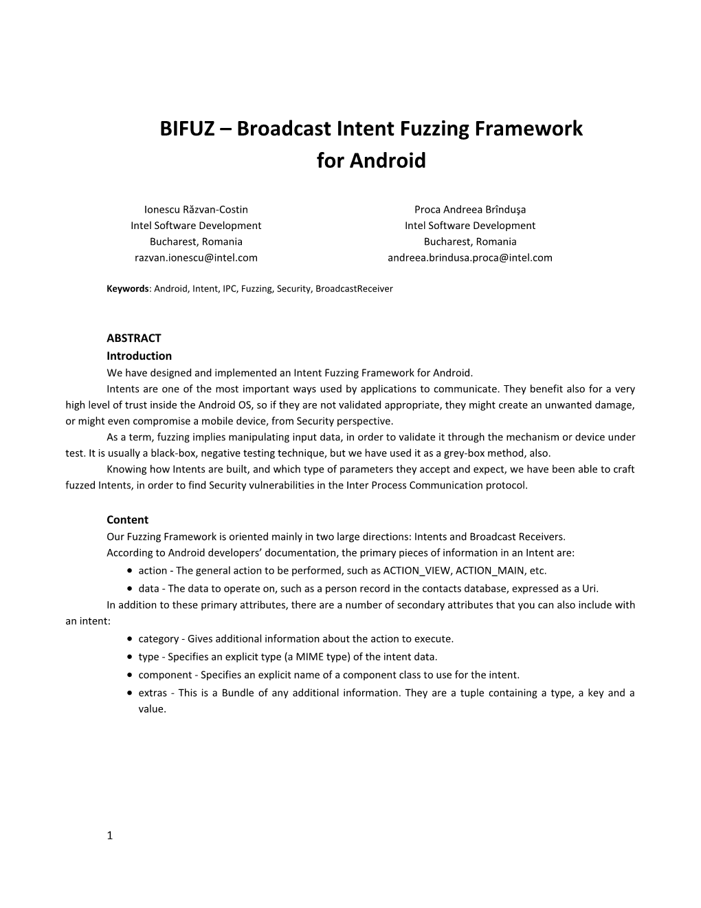 BIFUZ Broadcast Intent Fuzzing Framework